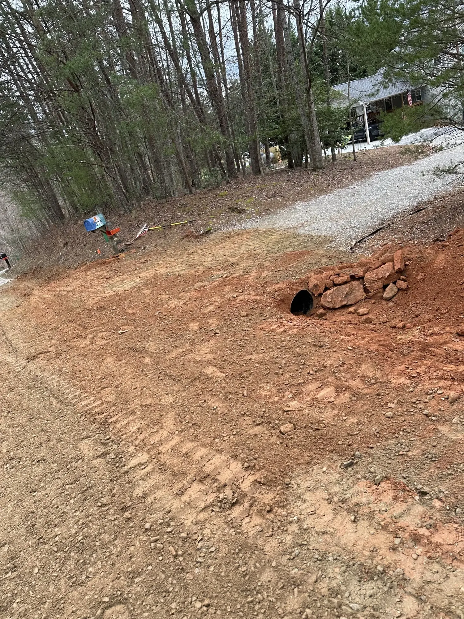 Before - Driveway and culvert area before final gravel finish